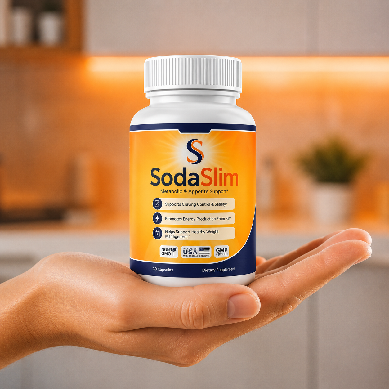 SodaSlim bottle held in hand