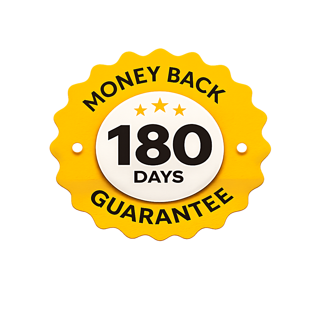 180 day money back guarantee seal