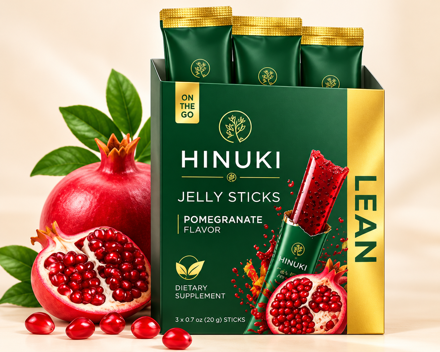 Hinuki box with pomegranate jelly sticks
